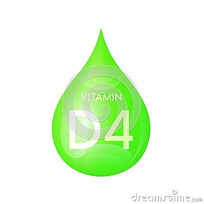 Drip vitamin D4 green icon 3D isolated on a white background. Vector Illustration