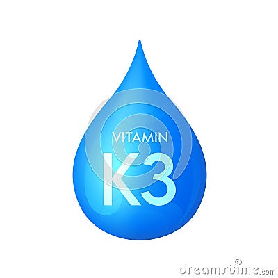 Drip vitamin K3 blue icon 3D isolated on a white background. Vector Illustration