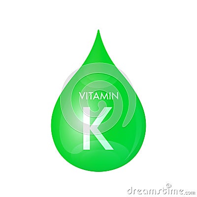 Drip vitamin K green icon 3D isolated on a white background. Vector Illustration