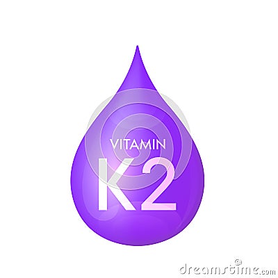 Drip vitamin K2 purple icon 3D isolated on a white background. Vector Illustration