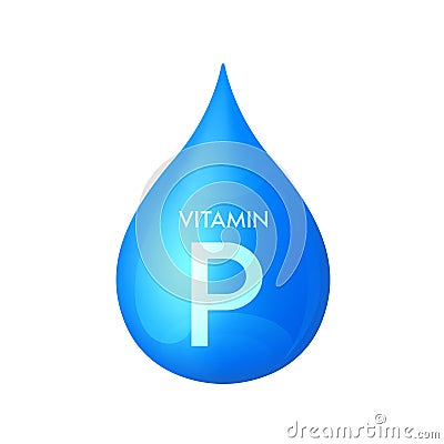 Drip vitamin P blue icon 3D isolated on a white background. Vector Illustration