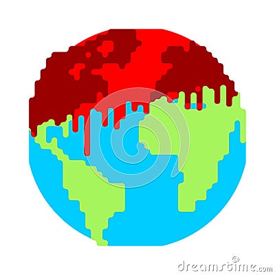 Dripping Blood on Earth. War on planet. End of world. Vector ill Vector Illustration
