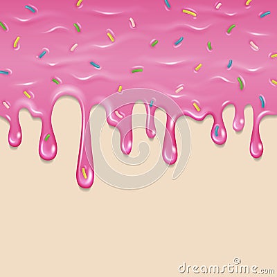 Dripping delicious pink doughnut vector seamless glaze Vector Illustration