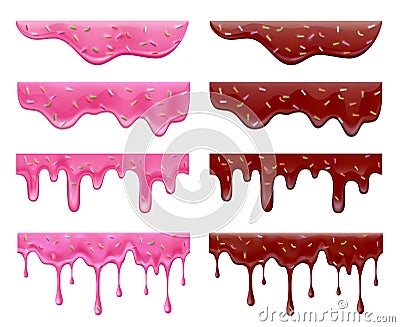 Dripping Doughnut Glaze Set Vector Illustration