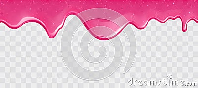 Dripping glossy pink slime with glitter Vector Illustration