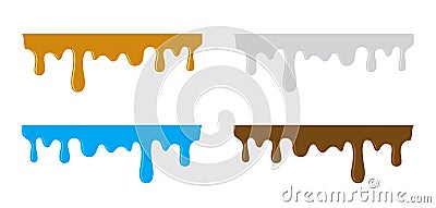 Dripping honey, milk, water and chocolate, design element Vector Illustration