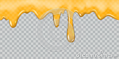 Dripping honey. Dripping syrup honey drippings honeyed caramel nectar delicious sauce tasty molten golden oil frame Vector Illustration