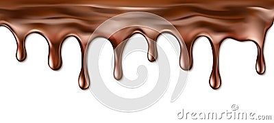 Dripping melted chocolate isolated on white. Cartoon Illustration