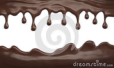 Dripping Melted Chocolate, Liquid Chocolate Cream or Syrup Cartoon Illustration