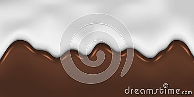 Dripping Melted Chocolate and Milk Background Stock Photo