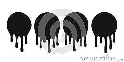 Dripping oil blob. Drip drop paint or sauce stain drips. Black drippings sauces round spots vector set Vector Illustration
