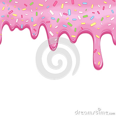 Dripping pink doughnut seamless vector glaze Vector Illustration