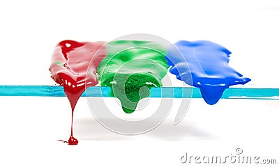 Dripping wax of three primary colours Stock Photo