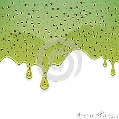 Drips of kiwi or gooseberry jam. Vector Illustration