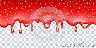 Drips of strawberry jam. Sweet background. Vector Illustration