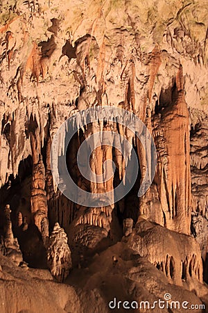 Dripstones in Postojna cave Stock Photo