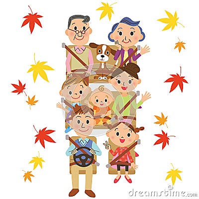 It is drive autumn in good friend families Vector Illustration