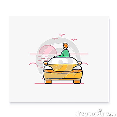 Drive in beach color icon Vector Illustration