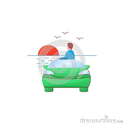 Drive in beach flat icon Vector Illustration