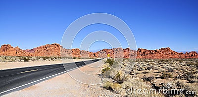 Drive through Valley of Fire Rock Stock Photo