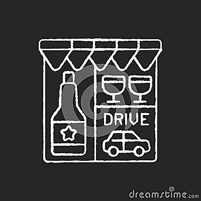 Drive through liquor store chalk white icon on black background Vector Illustration