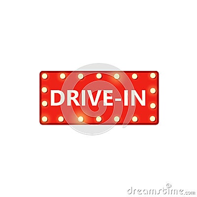 Drive-in marquee sign. Vector Illustration