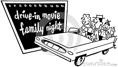 Drive-In Movie Family Night Stock Photo