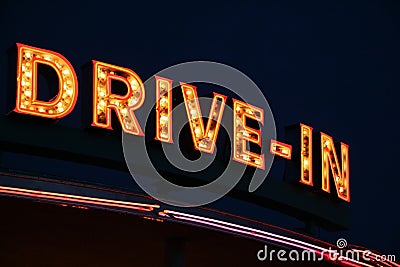 Drive-In Neon Sign Stock Photo