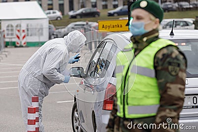 Drive-in stations to collect samples for coronavirus testing Editorial Stock Photo