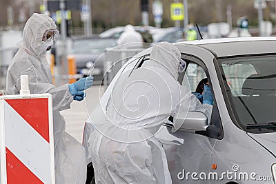 Drive-in stations to collect samples for coronavirus testing Editorial Stock Photo