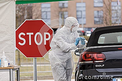 Drive-in stations to collect samples for coronavirus testing Editorial Stock Photo