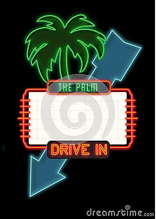 Drive In Theater Movie Neon Sign Editorial Stock Photo