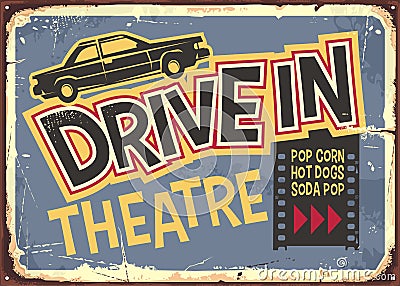 Drive in theater vintage sign design Vector Illustration