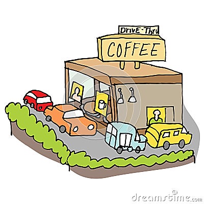 Drive-thru coffee shop Vector Illustration