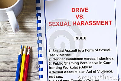 Drive vs Sexual Harassment at work concept Stock Photo