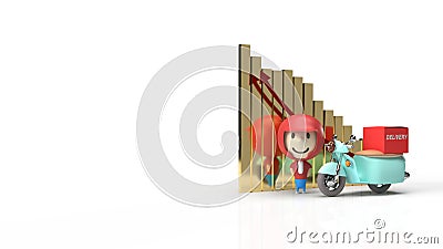 Driver and bike delivery behind business chart 3d rendering Stock Photo