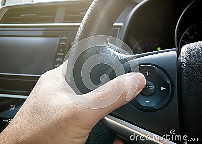 Multi-controller on steering wheel Stock Photo