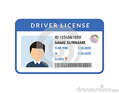 Driver licence icon. Driver id card vector license. Drive identity photo identification Vector Illustration