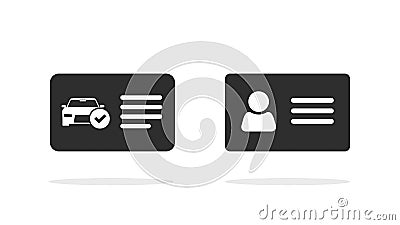 Driver licence pictogram vector or id identity profile card, national residence permit document editable black and white, social Vector Illustration