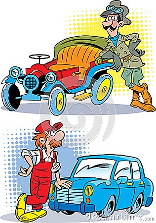 Driver and mechanic Vector Illustration