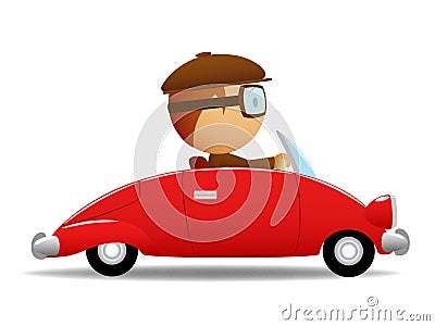 Driver in the red car Vector Illustration