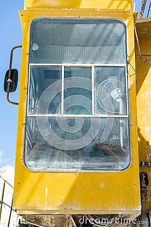 Driver`s cab and loader control area. Stock Photo