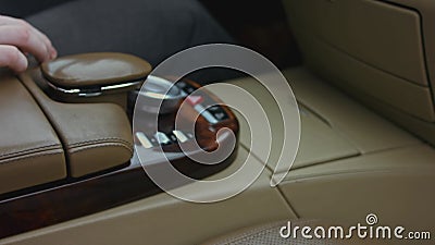 The Driver S Finger Presses the Hazard Warning Button on the Shiny