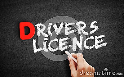 Driver`s license text on blackboard Stock Photo