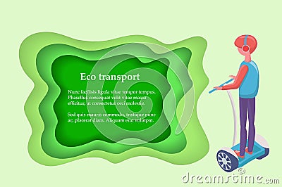 Driver on Segway, Eco Transport, Wheels Vector Vector Illustration