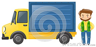 Driver standing by the truck Vector Illustration