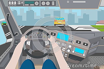 City view from the cabin Vector Illustration