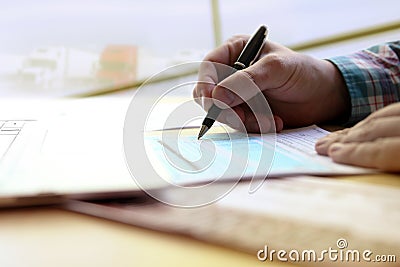 The driver writing log books Stock Photo