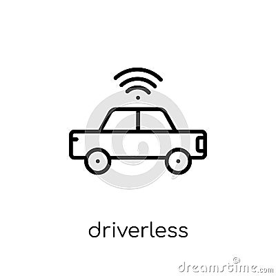 driverless autonomous car icon. Trendy modern flat linear vector Vector Illustration