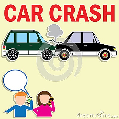 Drivers calling insurance after car accident Vector Illustration